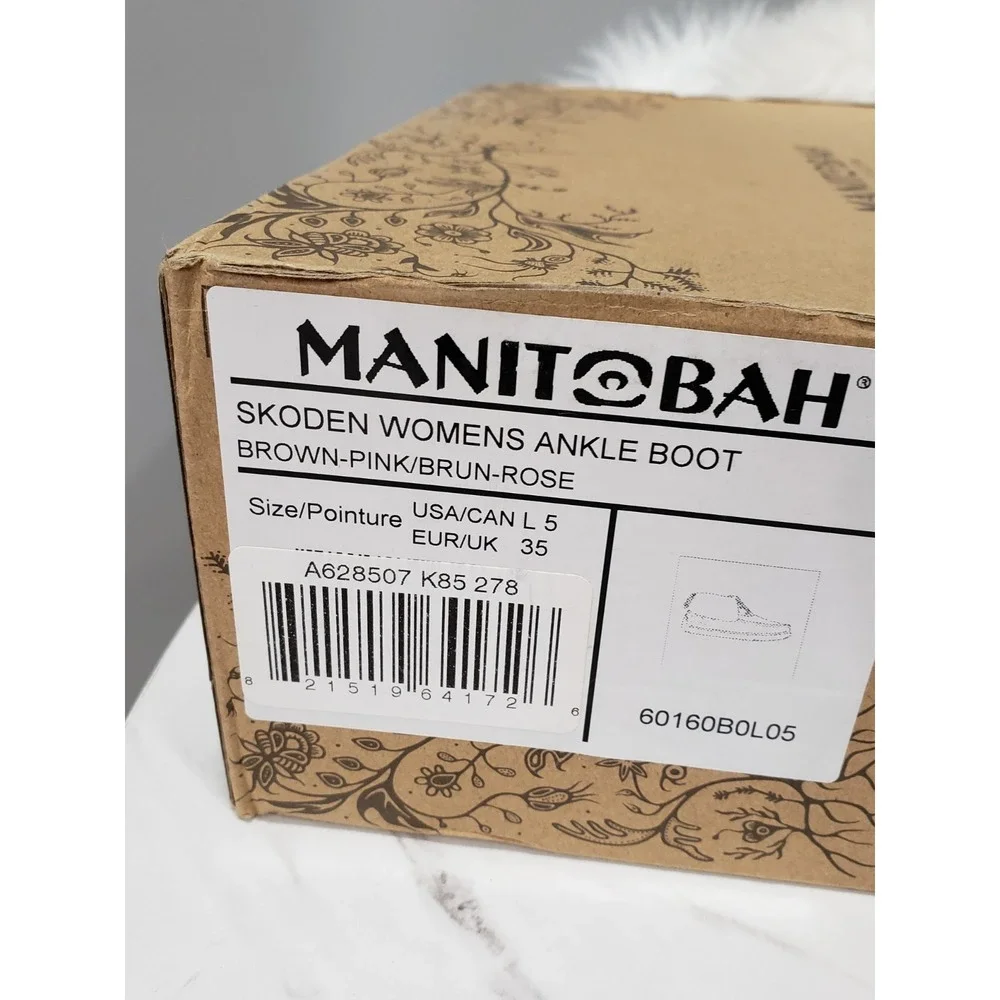 NEW SIZE 5 Manitobah MUK LUKS Skoden Leather Shearling Ankle Boots brown pink